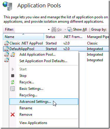 IIS 7.5 :: Application Pools