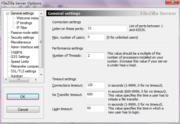 FileZilla Server全局参数设置