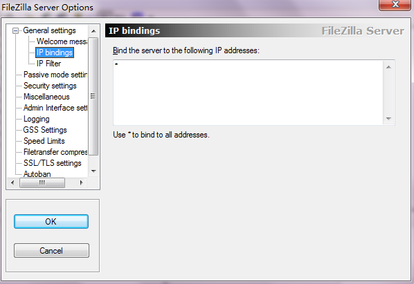 FileZilla Server配置绑定ip