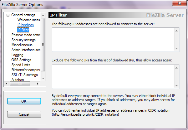 FileZilla Server配置过滤ip