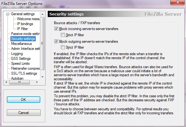 FileZilla Server安全设置
