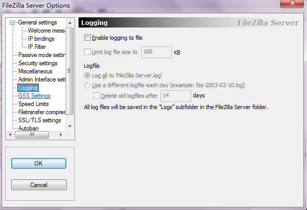 FileZilla Server配置日志