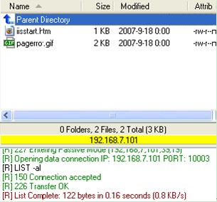 FileZilla Server用ftp客户端登陆测试成功